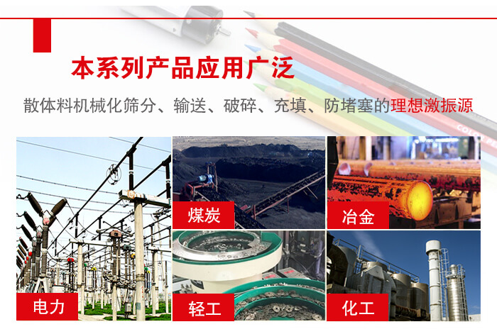 yzs振動(dòng)電機(jī)多用于物料的篩分，輸送（短距離），破碎，充填等作用。